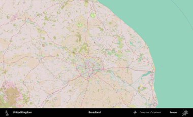 Geniş arazi. OpenStreetMap Standart biçim haritasında Birleşik Krallık 'ın idari alanı
