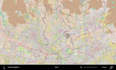 Gömmek. Birleşik Krallık 'ın bir OpenStreetMap Standart biçim haritasında özetlenmiş idari alanı