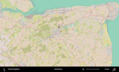 Canterbury 'de. OpenStreetMap Standart biçim haritasında Birleşik Krallık 'ın idari alanı