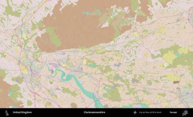Clackmannanshire. OpenStreetMap Standart biçim haritasında Birleşik Krallık 'ın idari alanı