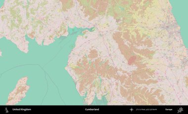 Cumberland. OpenStreetMap Standart biçim haritasında Birleşik Krallık 'ın idari alanı