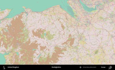 Denbighshire 'da. OpenStreetMap Standart biçim haritasında Birleşik Krallık 'ın idari alanı