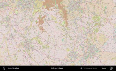 Derbyshire Dales. OpenStreetMap Standart biçim haritasında Birleşik Krallık 'ın idari alanı