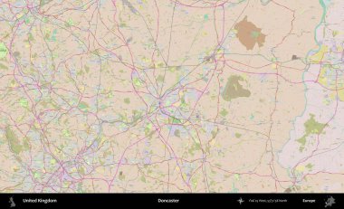 Doncaster 'da. OpenStreetMap Standart biçim haritasında Birleşik Krallık 'ın idari alanı