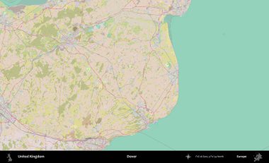 Dover. OpenStreetMap Standart biçim haritasında Birleşik Krallık 'ın idari alanı