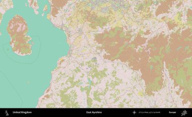 Doğu Ayrshire. OpenStreetMap Standart biçim haritasında Birleşik Krallık 'ın idari alanı