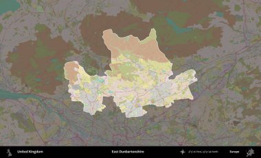 Doğu Dunbartonshire. Birleşik Krallık 'ın idari alanı koyu renk bir OpenStreetMap Standart Haritası üzerine vurgulanmış ve özetlenmiştir