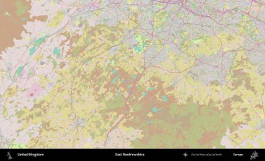 Doğu Renfrewshire. OpenStreetMap Standart biçim haritasında Birleşik Krallık 'ın idari alanı