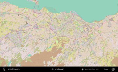 Edinburgh şehri. OpenStreetMap Standart biçim haritasında Birleşik Krallık 'ın idari alanı