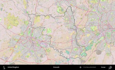 Yıkama. Birleşik Krallık 'ın bir OpenStreetMap Standart biçim haritasında özetlenmiş idari alanı