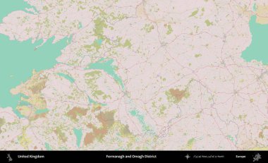 Fermanagh ve Omagh Bölgesi. OpenStreetMap Standart biçim haritasında Birleşik Krallık 'ın idari alanı
