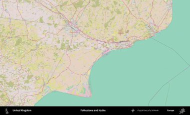 Folkestone ve Hythe. OpenStreetMap Standart biçim haritasında Birleşik Krallık 'ın idari alanı