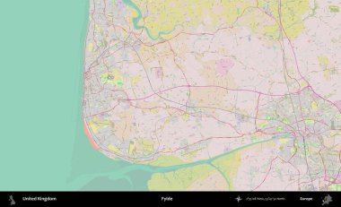 Fylde. OpenStreetMap Standart biçim haritasında Birleşik Krallık 'ın idari alanı