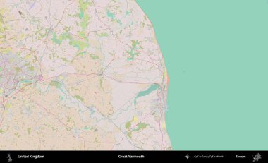 Yüce Yarmouth. OpenStreetMap Standart biçim haritasında Birleşik Krallık 'ın idari alanı