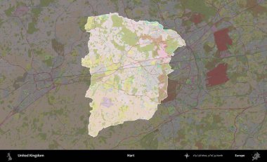 - Hart. Birleşik Krallık 'ın idari alanı koyu renk bir OpenStreetMap Standart Haritası üzerine vurgulanmış ve özetlenmiştir