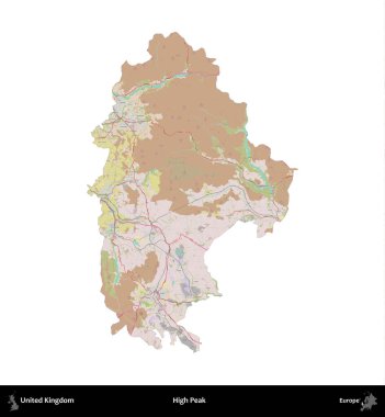 Yüksek Tepe. Birleşik Krallık 'ın idari alanı OpenStreetMap Standart biçim haritasında beyazda izole edildi