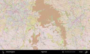 Yüksek Tepe. OpenStreetMap Standart biçim haritasında Birleşik Krallık 'ın idari alanı