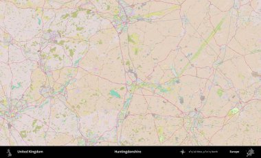 Huntingdonshire 'da. OpenStreetMap Standart biçim haritasında Birleşik Krallık 'ın idari alanı