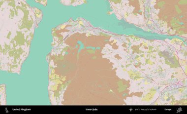 Inverclyde. OpenStreetMap Standart biçim haritasında Birleşik Krallık 'ın idari alanı