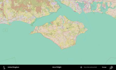 Wight Adası. OpenStreetMap Standart biçim haritasında Birleşik Krallık 'ın idari alanı