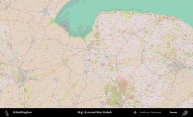 King 's Lynn ve West Norfolk. OpenStreetMap Standart biçim haritasında Birleşik Krallık 'ın idari alanı