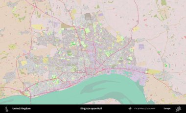Kingston Hull 'da. OpenStreetMap Standart biçim haritasında Birleşik Krallık 'ın idari alanı
