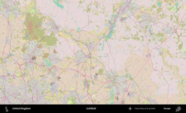Lichfield 'da. OpenStreetMap Standart biçim haritasında Birleşik Krallık 'ın idari alanı