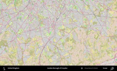 Croydon 'un Londra ilçesi. OpenStreetMap Standart biçim haritasında Birleşik Krallık 'ın idari alanı