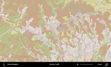 Merthyr Tydfil. OpenStreetMap Standart biçim haritasında Birleşik Krallık 'ın idari alanı