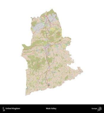 Köstebek Vadisi. Birleşik Krallık 'ın idari alanı OpenStreetMap Standart biçim haritasında beyazda izole edildi