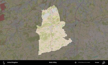 Köstebek Vadisi. Birleşik Krallık 'ın idari alanı koyu renk bir OpenStreetMap Standart Haritası üzerine vurgulanmış ve özetlenmiştir