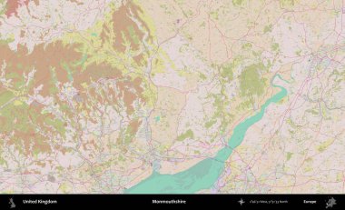 Monmouthshire 'da. OpenStreetMap Standart biçim haritasında Birleşik Krallık 'ın idari alanı