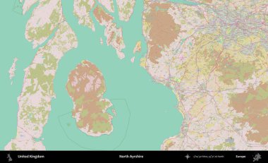 Kuzey Ayrshire. OpenStreetMap Standart biçim haritasında Birleşik Krallık 'ın idari alanı