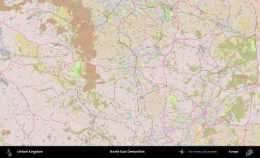 Kuzey Doğu Derbyshire. OpenStreetMap Standart biçim haritasında Birleşik Krallık 'ın idari alanı