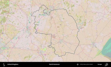 Kuzey Kesteven. Birleşik Krallık 'ın bir OpenStreetMap Standart biçim haritasında özetlenmiş idari alanı