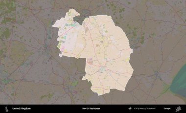 Kuzey Kesteven. Birleşik Krallık 'ın idari alanı koyu renk bir OpenStreetMap Standart Haritası üzerine vurgulanmış ve özetlenmiştir