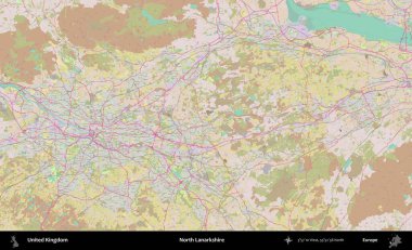 Kuzey Lanarkshire. OpenStreetMap Standart biçim haritasında Birleşik Krallık 'ın idari alanı