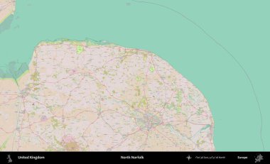 Kuzey Norfolk. OpenStreetMap Standart biçim haritasında Birleşik Krallık 'ın idari alanı