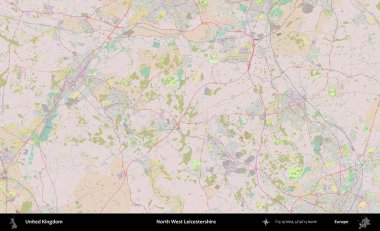 Kuzey Batı Leicestershire. OpenStreetMap Standart biçim haritasında Birleşik Krallık 'ın idari alanı