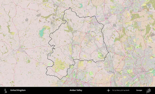 Amber Vadisi Birleşik Krallık 'ın bir OpenStreetMap Standart biçim haritasında özetlenmiş idari alanı
