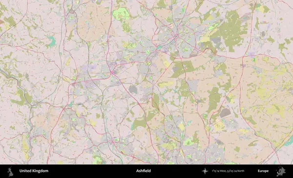 Ashfield. OpenStreetMap Standart biçim haritasında Birleşik Krallık 'ın idari alanı