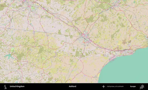 Ashford. OpenStreetMap Standart biçim haritasında Birleşik Krallık 'ın idari alanı