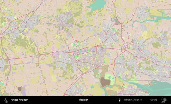 Basildon. OpenStreetMap Standart biçim haritasında Birleşik Krallık 'ın idari alanı