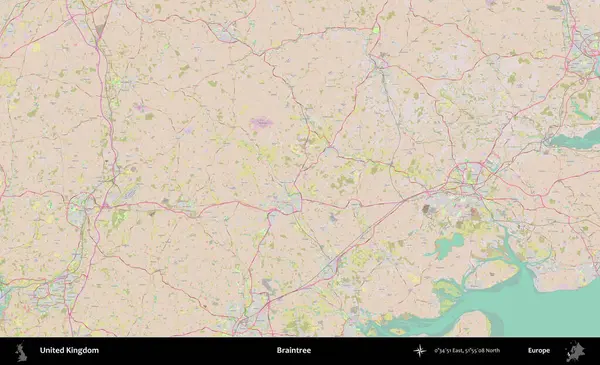 Braintree. OpenStreetMap Standart biçim haritasında Birleşik Krallık 'ın idari alanı