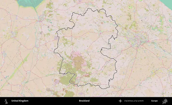 Çöller Ülkesi. Birleşik Krallık 'ın bir OpenStreetMap Standart biçim haritasında özetlenmiş idari alanı
