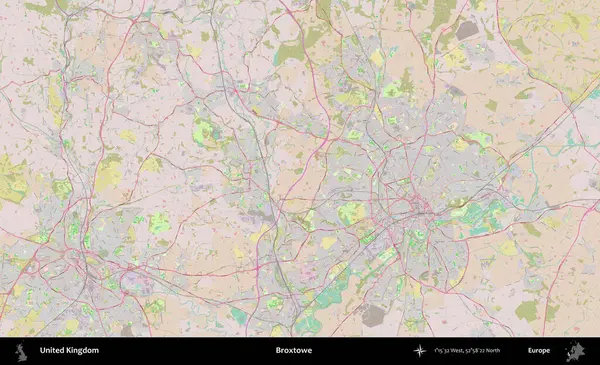 Broxtowe. OpenStreetMap Standart biçim haritasında Birleşik Krallık 'ın idari alanı
