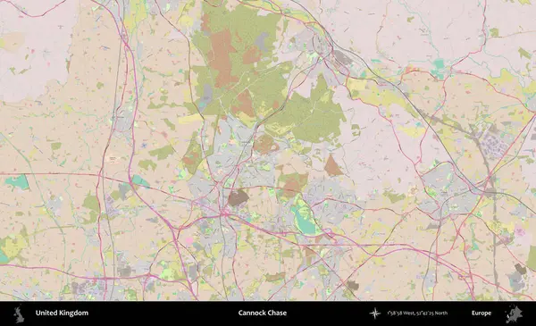 Cannock Chase. OpenStreetMap Standart biçim haritasında Birleşik Krallık 'ın idari alanı
