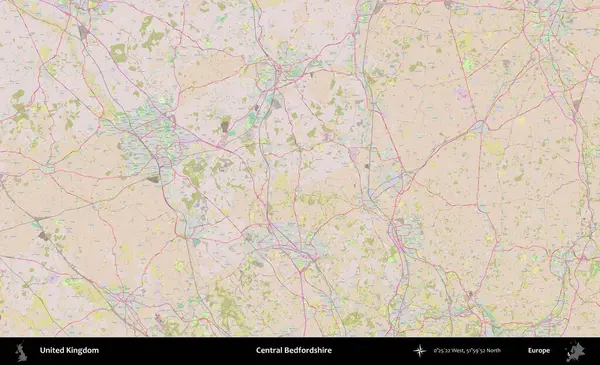 Bedfordshire Merkez. OpenStreetMap Standart biçim haritasında Birleşik Krallık 'ın idari alanı