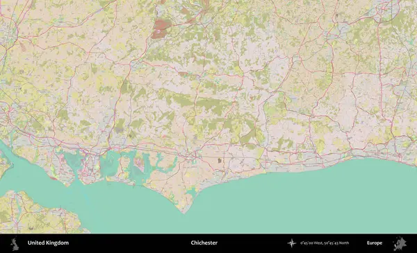 Chichester. OpenStreetMap Standart biçim haritasında Birleşik Krallık 'ın idari alanı