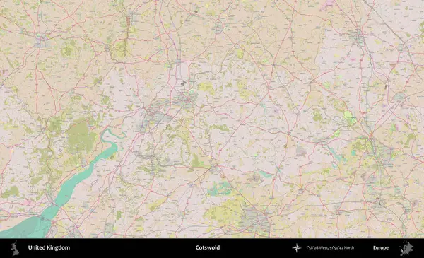 Cotswold. OpenStreetMap Standart biçim haritasında Birleşik Krallık 'ın idari alanı